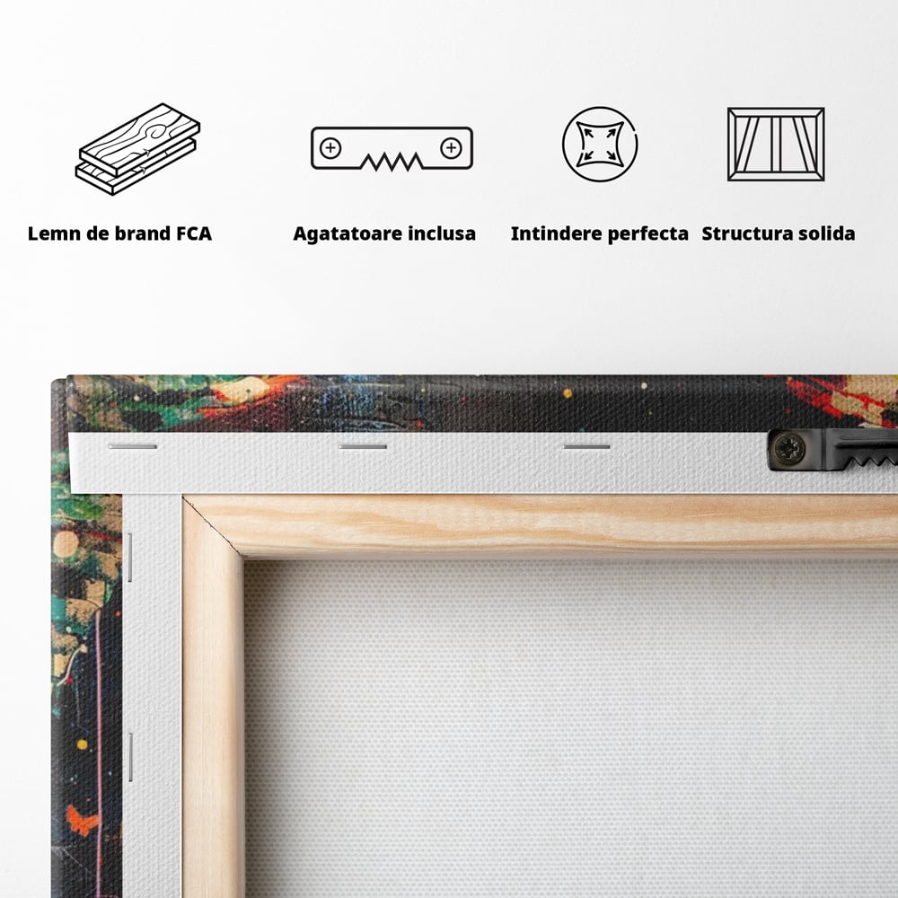 Tablou Canvas Premium, LuxCanva® M1127, Fluture in Abis Cromatic, Graffiti, Neon, Urban, Street Art, Fluturi, Insecte, Vopsea, Multicolor, Arta Moderna, Birou, Living, Camera Copil