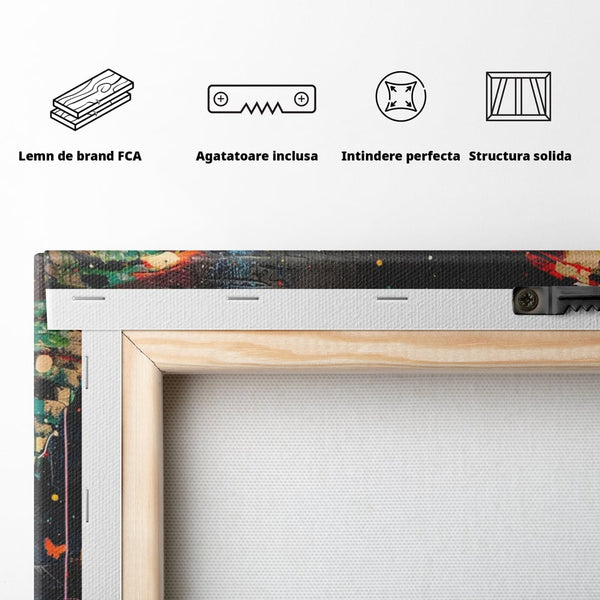 Tablou Canvas Premium, LuxCanva® M1127, Fluture in Abis Cromatic, Graffiti, Neon, Urban, Street Art, Fluturi, Insecte, Vopsea, Multicolor, Arta Moderna, Birou, Living, Camera Copil