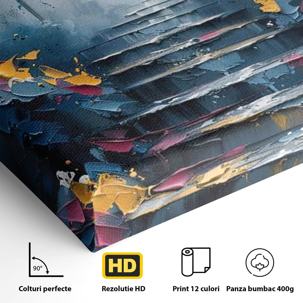 Leinwand Premium Canvas Wandkunst, LuxCanva® M1128, Polychrome Leinwand Wandkunst, Stufen, mehrfarbig, Malerei, Treppe, Natur, Schmetterling, Insekt, Fliegen, Flügel, Symbolik, Aufstieg, Metamorphose, Büro, Wohnen, Kinderzimmer