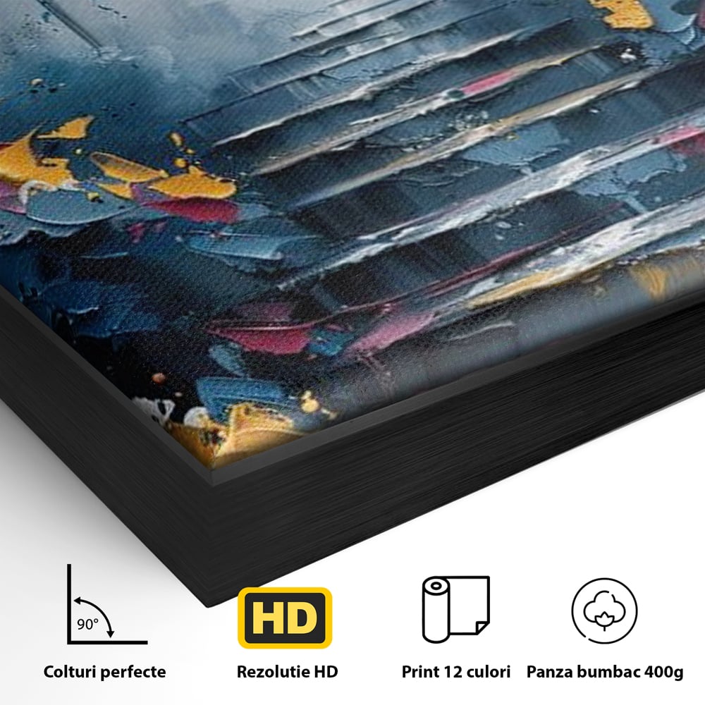 Leinwand Premium Canvas Wandkunst, LuxCanva® M1128, Polychrome Leinwand Wandkunst, Stufen, mehrfarbig, Malerei, Treppe, Natur, Schmetterling, Insekt, Fliegen, Flügel, Symbolik, Aufstieg, Metamorphose, Büro, Wohnen, Kinderzimmer