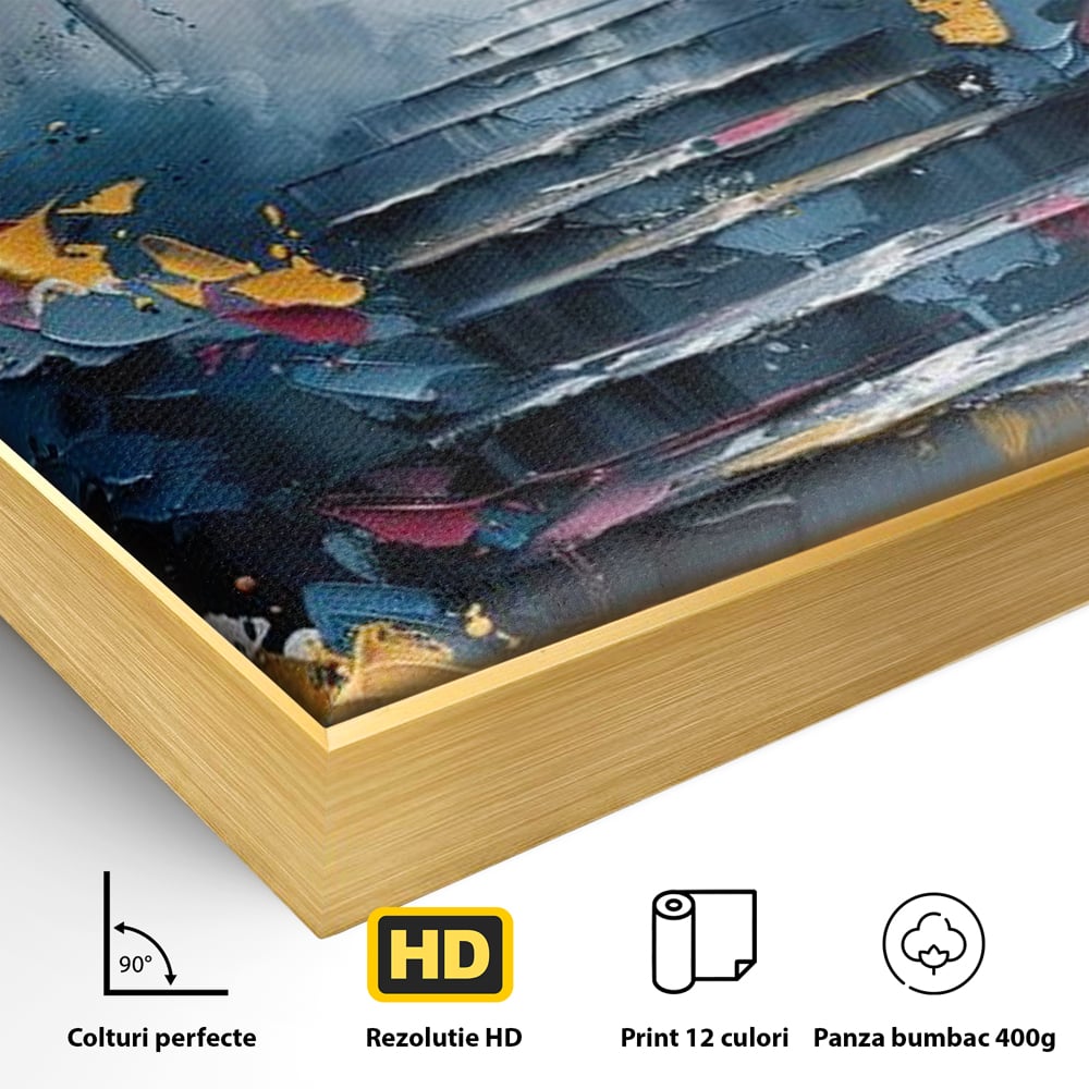 Leinwand Premium Canvas Wandkunst, LuxCanva® M1128, Polychrome Leinwand Wandkunst, Stufen, mehrfarbig, Malerei, Treppe, Natur, Schmetterling, Insekt, Fliegen, Flügel, Symbolik, Aufstieg, Metamorphose, Büro, Wohnen, Kinderzimmer