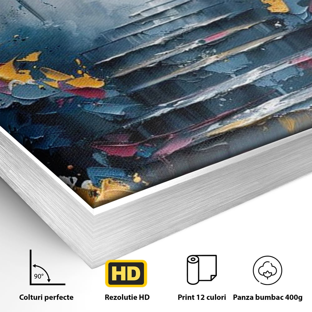 Leinwand Premium Canvas Wandkunst, LuxCanva® M1128, Polychrome Leinwand Wandkunst, Stufen, mehrfarbig, Malerei, Treppe, Natur, Schmetterling, Insekt, Fliegen, Flügel, Symbolik, Aufstieg, Metamorphose, Büro, Wohnen, Kinderzimmer