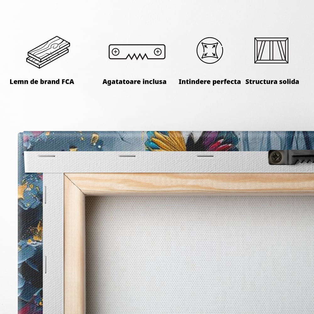 Leinwand Premium Canvas Wandkunst, LuxCanva® M1128, Polychrome Leinwand Wandkunst, Stufen, mehrfarbig, Malerei, Treppe, Natur, Schmetterling, Insekt, Fliegen, Flügel, Symbolik, Aufstieg, Metamorphose, Büro, Wohnen, Kinderzimmer