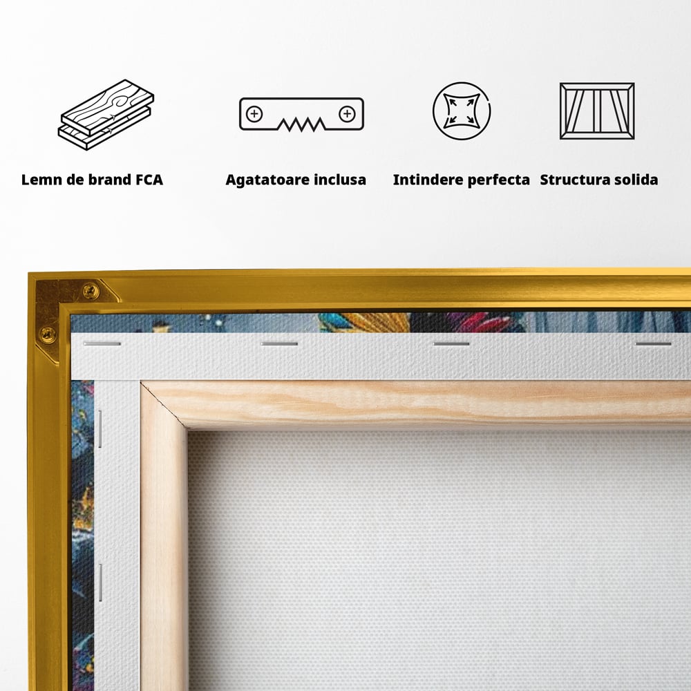 Leinwand Premium Canvas Wandkunst, LuxCanva® M1128, Polychrome Leinwand Wandkunst, Stufen, mehrfarbig, Malerei, Treppe, Natur, Schmetterling, Insekt, Fliegen, Flügel, Symbolik, Aufstieg, Metamorphose, Büro, Wohnen, Kinderzimmer