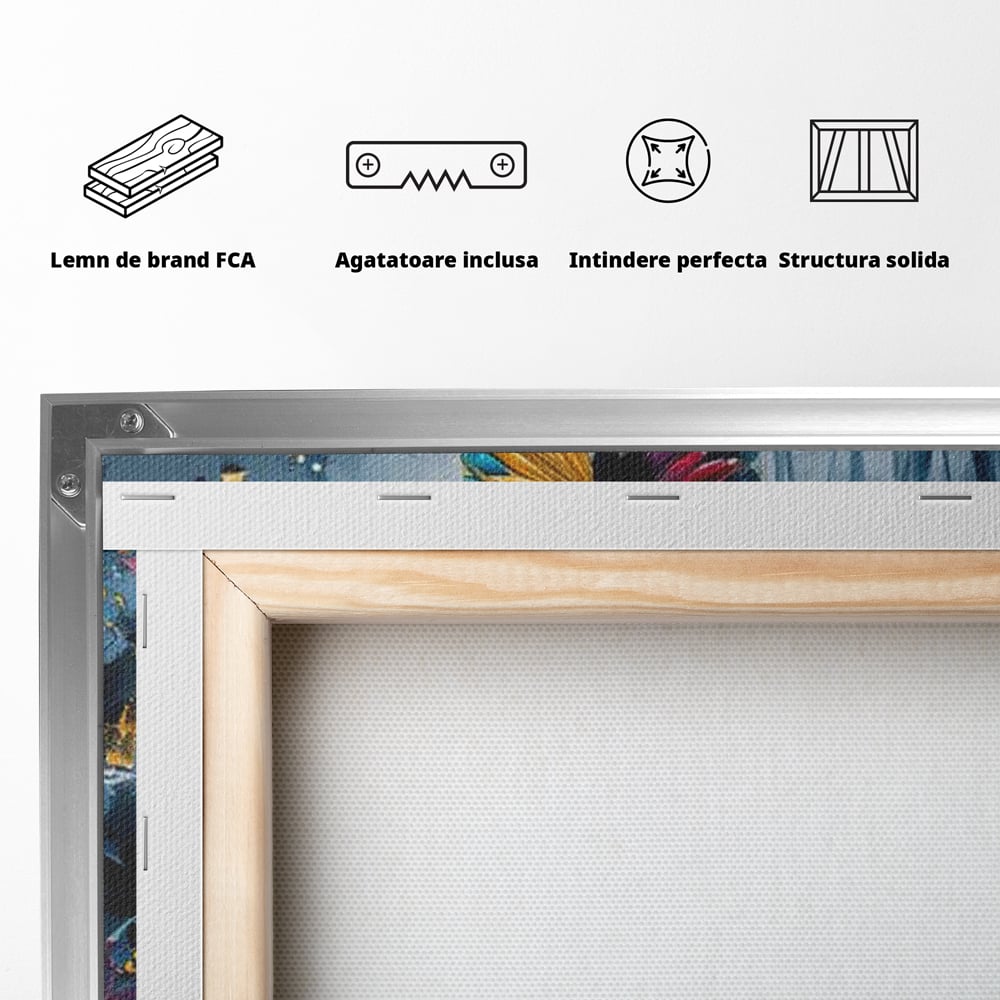 Leinwand Premium Canvas Wandkunst, LuxCanva® M1128, Polychrome Leinwand Wandkunst, Stufen, mehrfarbig, Malerei, Treppe, Natur, Schmetterling, Insekt, Fliegen, Flügel, Symbolik, Aufstieg, Metamorphose, Büro, Wohnen, Kinderzimmer