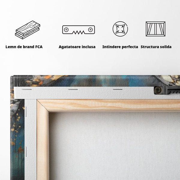 Tablou Canvas Premium, LuxCanva® M1129, Zbor Incandescent, Fluture, Aripi, Flori, Petale, Cupru, Auriu, Modern, Abstract, Tablou, Insecta, Pictura, Luciu, Birou, Living, Camera Copil