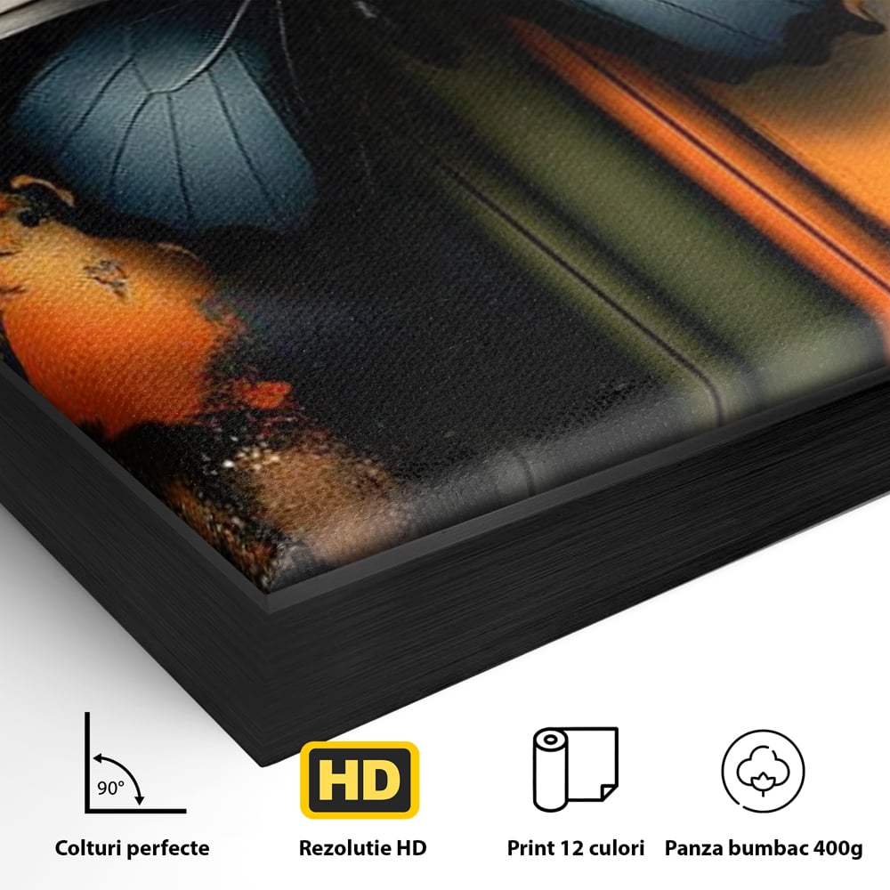 Tablou Canvas Premium, LuxCanva® M1130, Cascada de Culoare, Design, Tablou, Fluture, Abstract, Forme, Picaturi, Modern, Multicolor, Street Art, Insecta, Birou, Living, Camera Copil