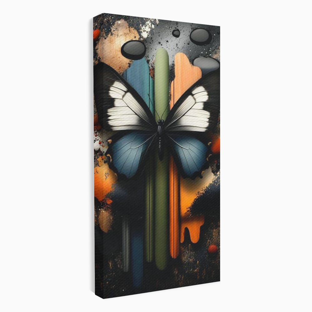Tablou Canvas Premium, LuxCanva® M1130, Cascada de Culoare, Design, Tablou, Fluture, Abstract, Forme, Picaturi, Modern, Multicolor, Street Art, Insecta, Birou, Living, Camera Copil