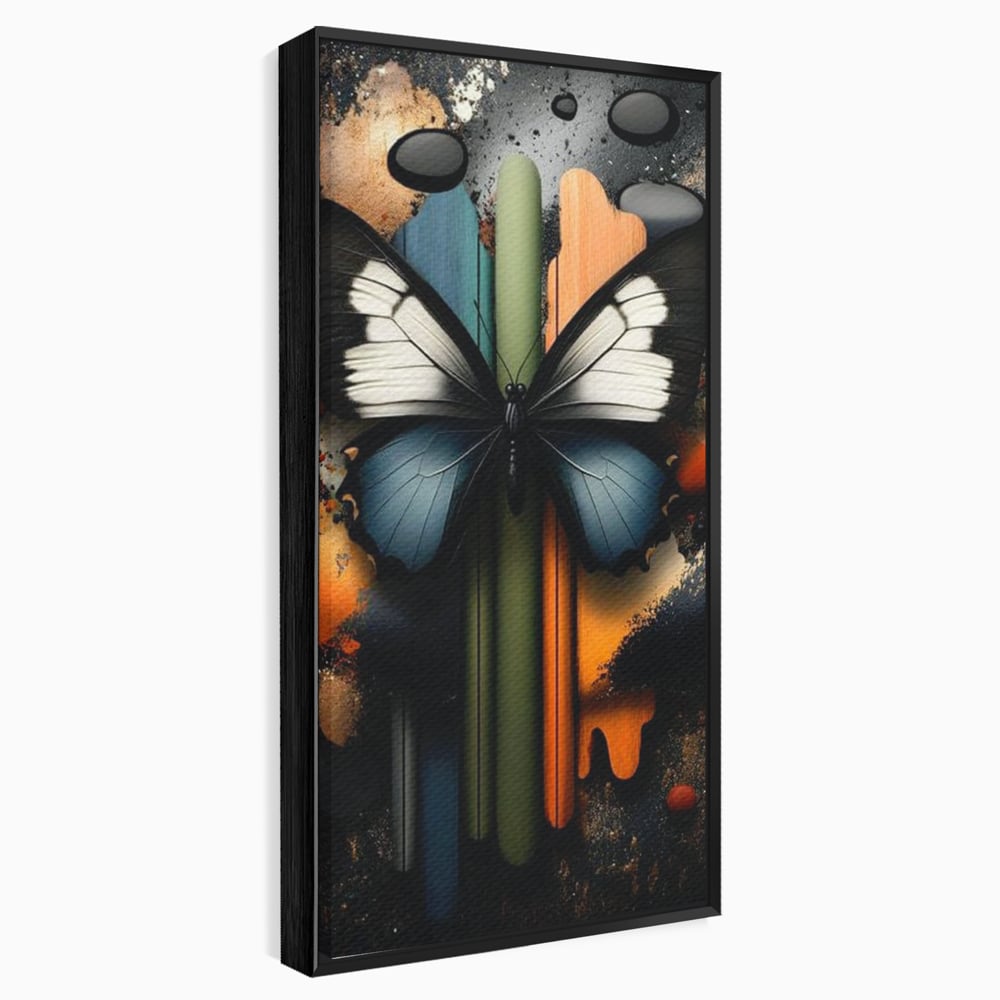 Tablou Canvas Premium, LuxCanva® M1130, Cascada de Culoare, Design, Tablou, Fluture, Abstract, Forme, Picaturi, Modern, Multicolor, Street Art, Insecta, Birou, Living, Camera Copil