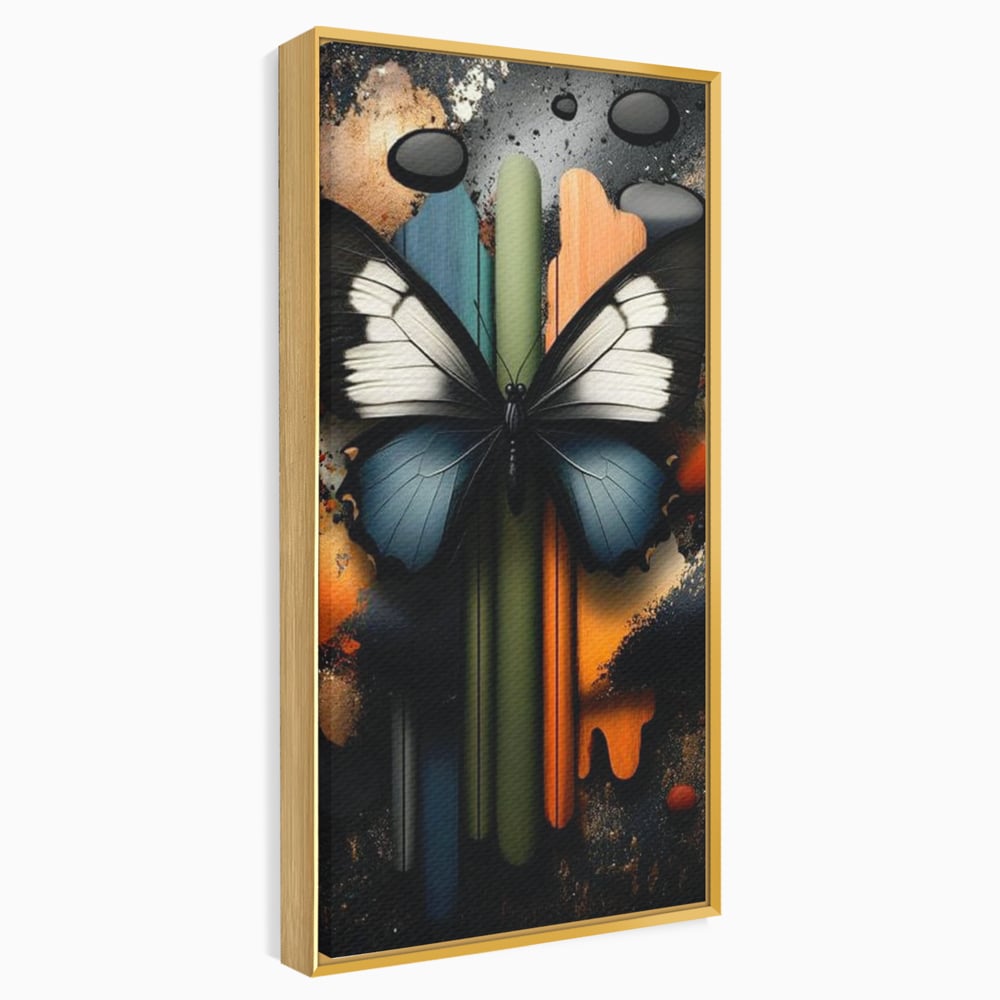 Tablou Canvas Premium, LuxCanva® M1130, Cascada de Culoare, Design, Tablou, Fluture, Abstract, Forme, Picaturi, Modern, Multicolor, Street Art, Insecta, Birou, Living, Camera Copil