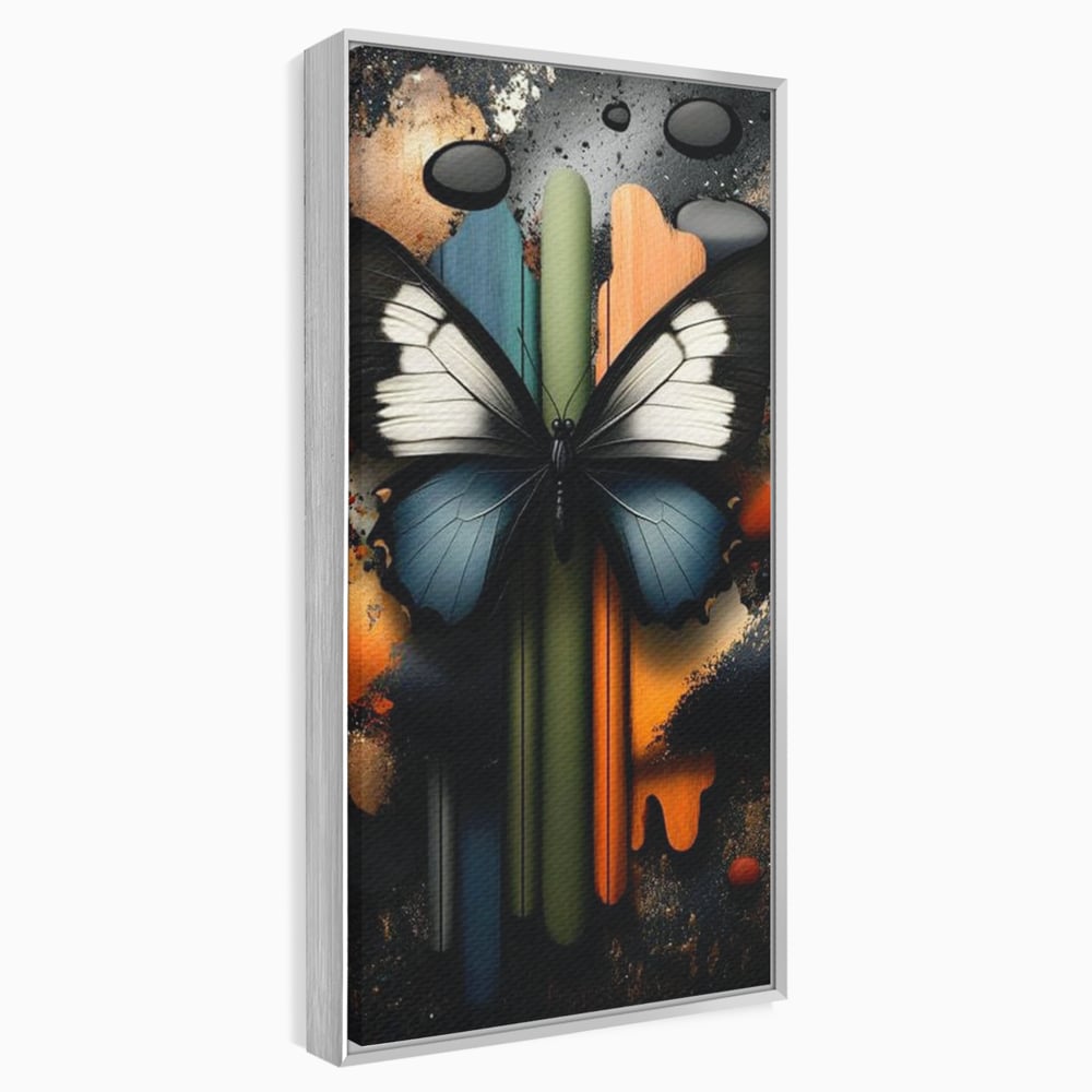Tablou Canvas Premium, LuxCanva® M1130, Cascada de Culoare, Design, Tablou, Fluture, Abstract, Forme, Picaturi, Modern, Multicolor, Street Art, Insecta, Birou, Living, Camera Copil