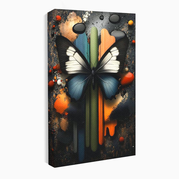 Tablou Canvas Premium, LuxCanva® M1130, Cascada de Culoare, Design, Tablou, Fluture, Abstract, Forme, Picaturi, Modern, Multicolor, Street Art, Insecta, Birou, Living, Camera Copil