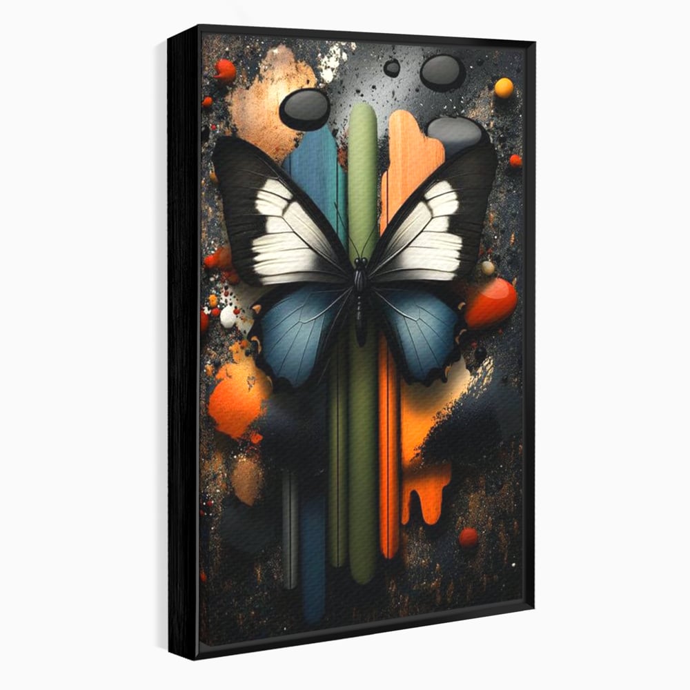 Tablou Canvas Premium, LuxCanva® M1130, Cascada de Culoare, Design, Tablou, Fluture, Abstract, Forme, Picaturi, Modern, Multicolor, Street Art, Insecta, Birou, Living, Camera Copil