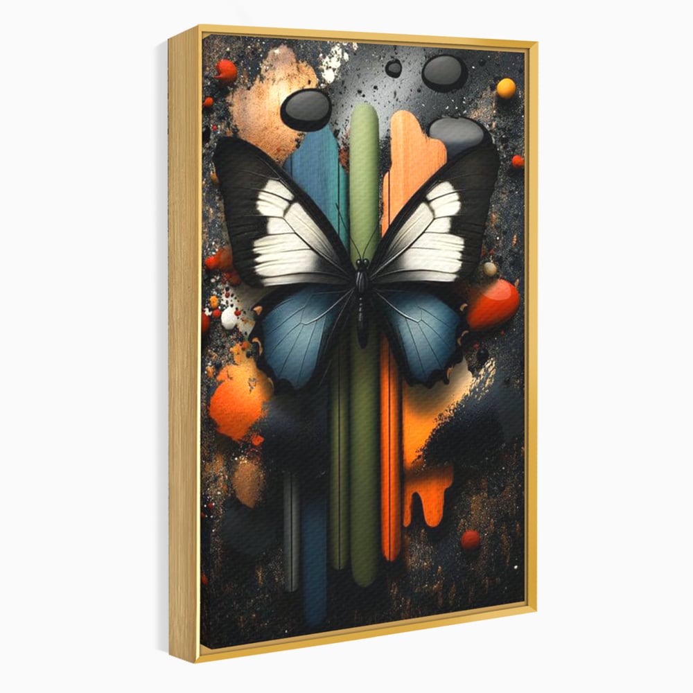 Tablou Canvas Premium, LuxCanva® M1130, Cascada de Culoare, Design, Tablou, Fluture, Abstract, Forme, Picaturi, Modern, Multicolor, Street Art, Insecta, Birou, Living, Camera Copil