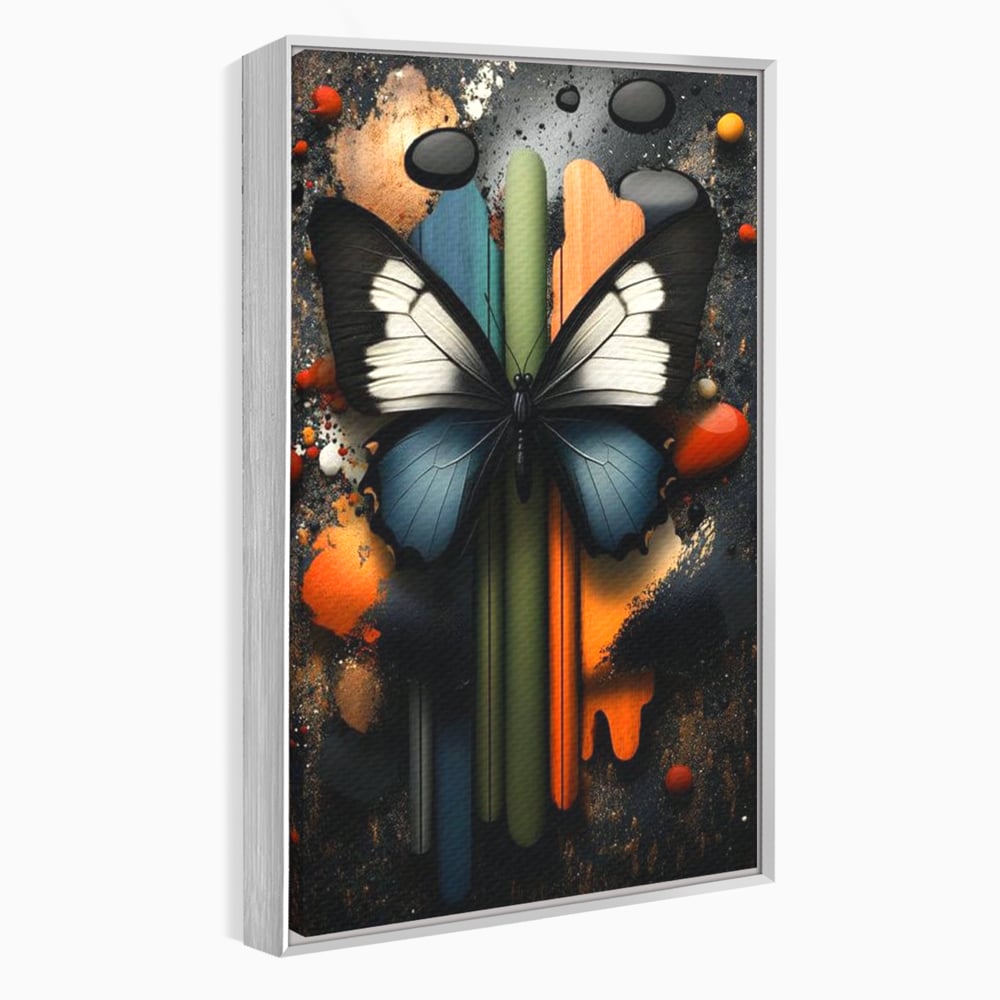 Tablou Canvas Premium, LuxCanva® M1130, Cascada de Culoare, Design, Tablou, Fluture, Abstract, Forme, Picaturi, Modern, Multicolor, Street Art, Insecta, Birou, Living, Camera Copil