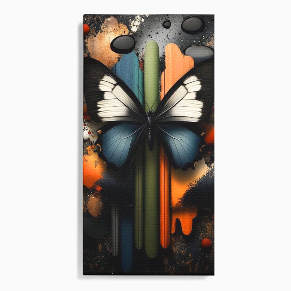 Tablou Canvas Premium, LuxCanva® M1130, Cascada de Culoare, Design, Tablou, Fluture, Abstract, Forme, Picaturi, Modern, Multicolor, Street Art, Insecta, Birou, Living, Camera Copil