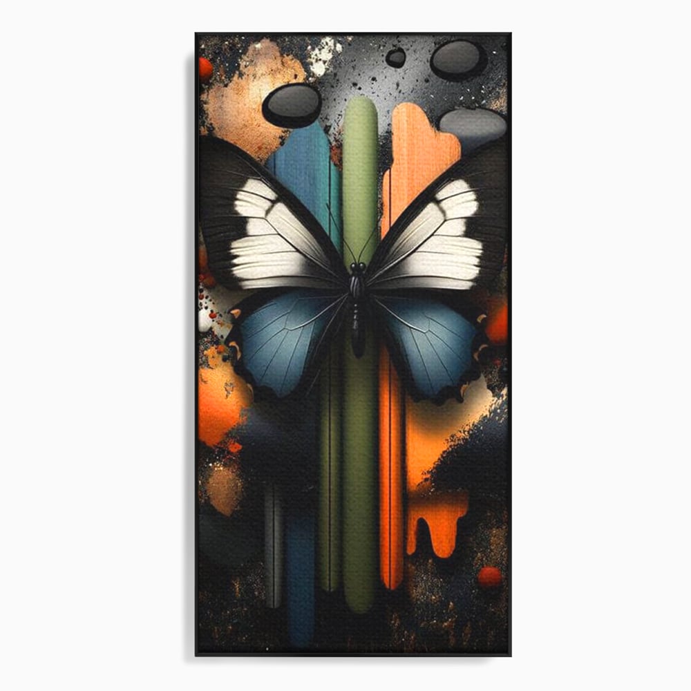 Tablou Canvas Premium, LuxCanva® M1130, Cascada de Culoare, Design, Tablou, Fluture, Abstract, Forme, Picaturi, Modern, Multicolor, Street Art, Insecta, Birou, Living, Camera Copil