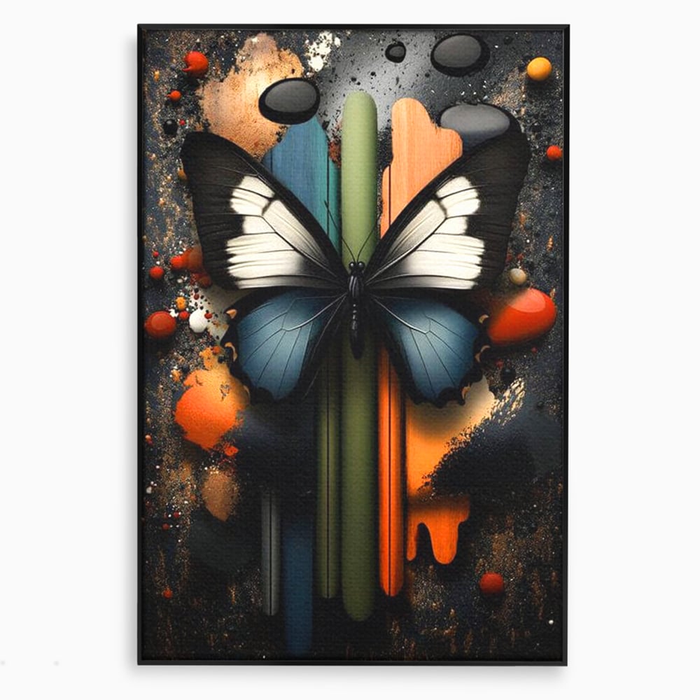 Tablou Canvas Premium, LuxCanva® M1130, Cascada de Culoare, Design, Tablou, Fluture, Abstract, Forme, Picaturi, Modern, Multicolor, Street Art, Insecta, Birou, Living, Camera Copil