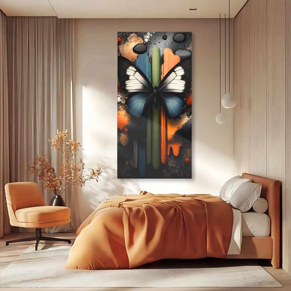 Tablou Canvas Premium, LuxCanva® M1130, Cascada de Culoare, Design, Tablou, Fluture, Abstract, Forme, Picaturi, Modern, Multicolor, Street Art, Insecta, Birou, Living, Camera Copil