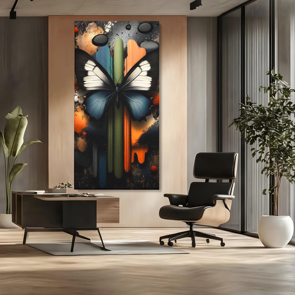 Tablou Canvas Premium, LuxCanva® M1130, Cascada de Culoare, Design, Tablou, Fluture, Abstract, Forme, Picaturi, Modern, Multicolor, Street Art, Insecta, Birou, Living, Camera Copil