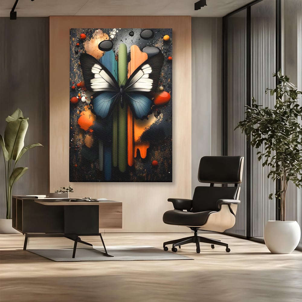 Tablou Canvas Premium, LuxCanva® M1130, Cascada de Culoare, Design, Tablou, Fluture, Abstract, Forme, Picaturi, Modern, Multicolor, Street Art, Insecta, Birou, Living, Camera Copil