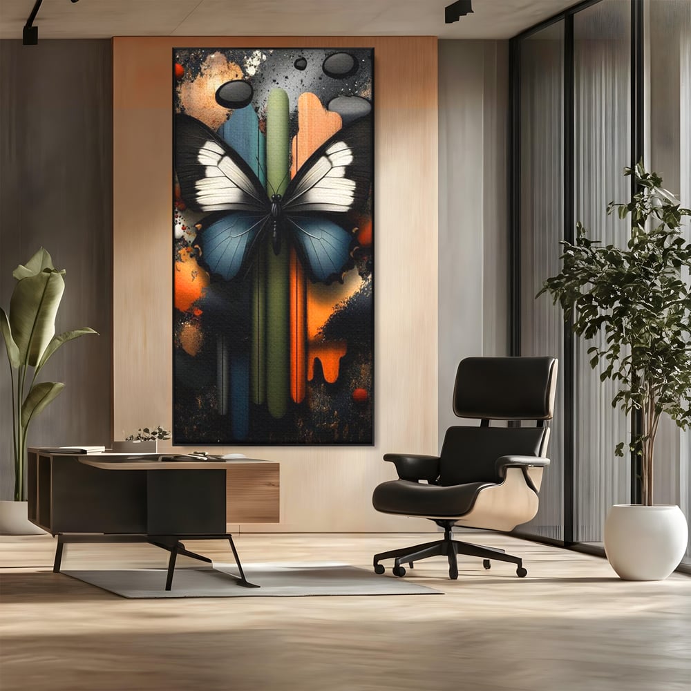 Tablou Canvas Premium, LuxCanva® M1130, Cascada de Culoare, Design, Tablou, Fluture, Abstract, Forme, Picaturi, Modern, Multicolor, Street Art, Insecta, Birou, Living, Camera Copil
