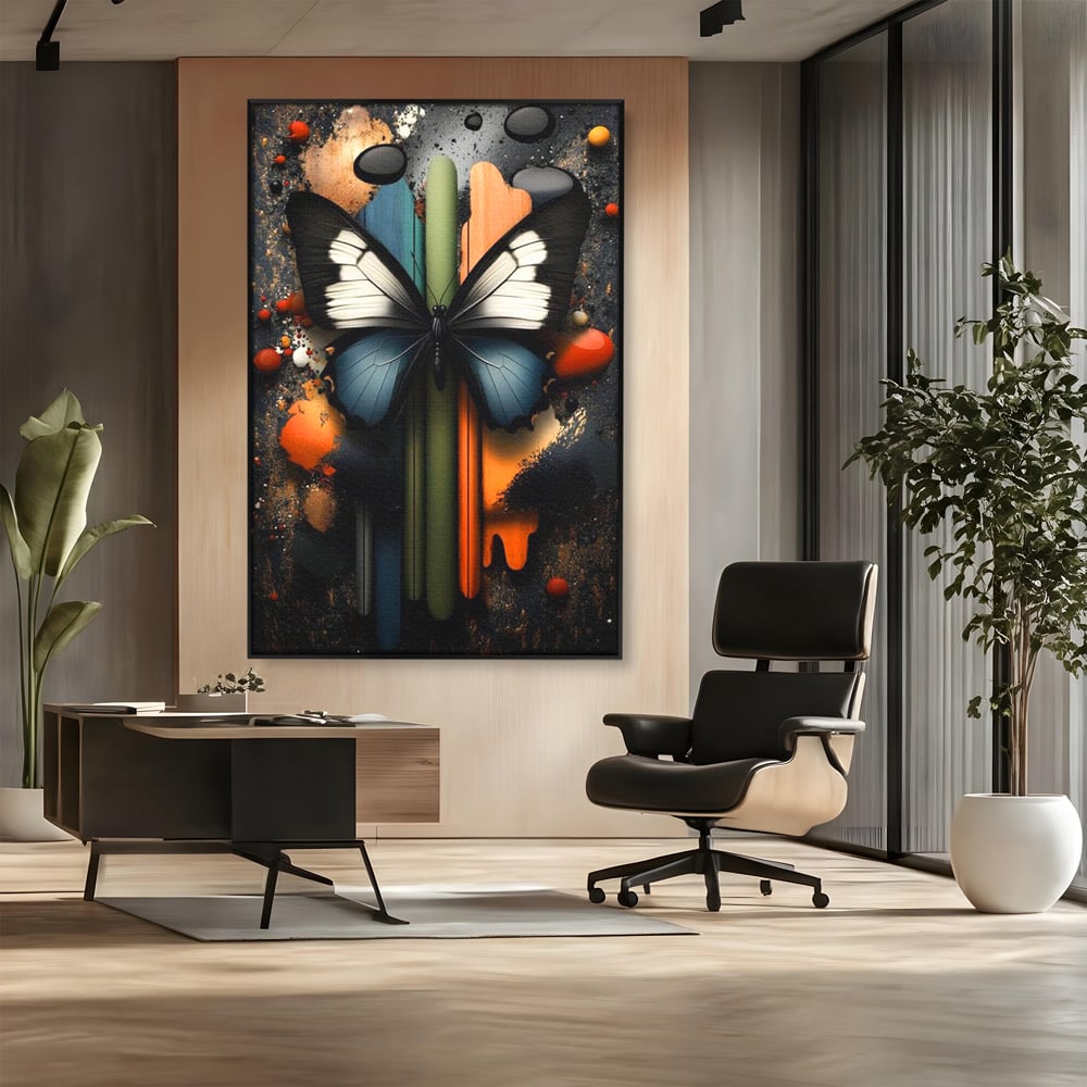 Tablou Canvas Premium, LuxCanva® M1130, Cascada de Culoare, Design, Tablou, Fluture, Abstract, Forme, Picaturi, Modern, Multicolor, Street Art, Insecta, Birou, Living, Camera Copil