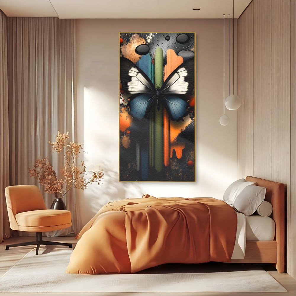 Tablou Canvas Premium, LuxCanva® M1130, Cascada de Culoare, Design, Tablou, Fluture, Abstract, Forme, Picaturi, Modern, Multicolor, Street Art, Insecta, Birou, Living, Camera Copil