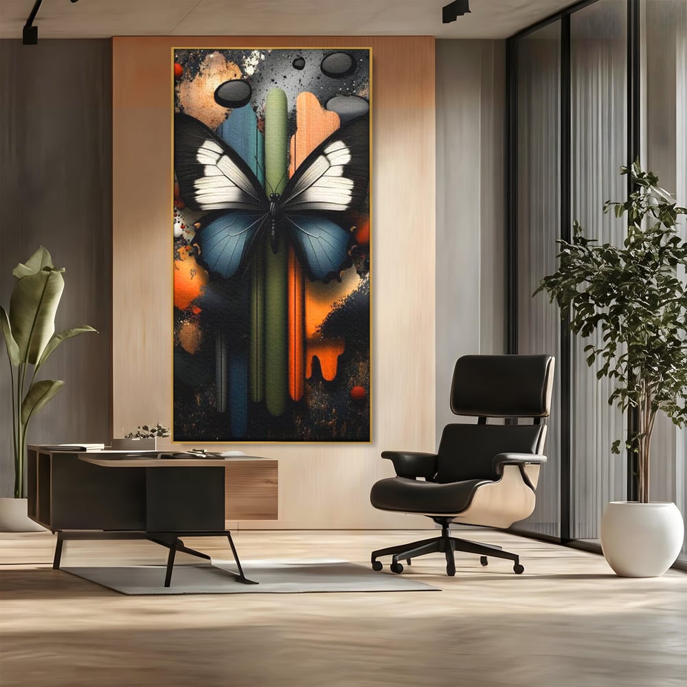 Tablou Canvas Premium, LuxCanva® M1130, Cascada de Culoare, Design, Tablou, Fluture, Abstract, Forme, Picaturi, Modern, Multicolor, Street Art, Insecta, Birou, Living, Camera Copil