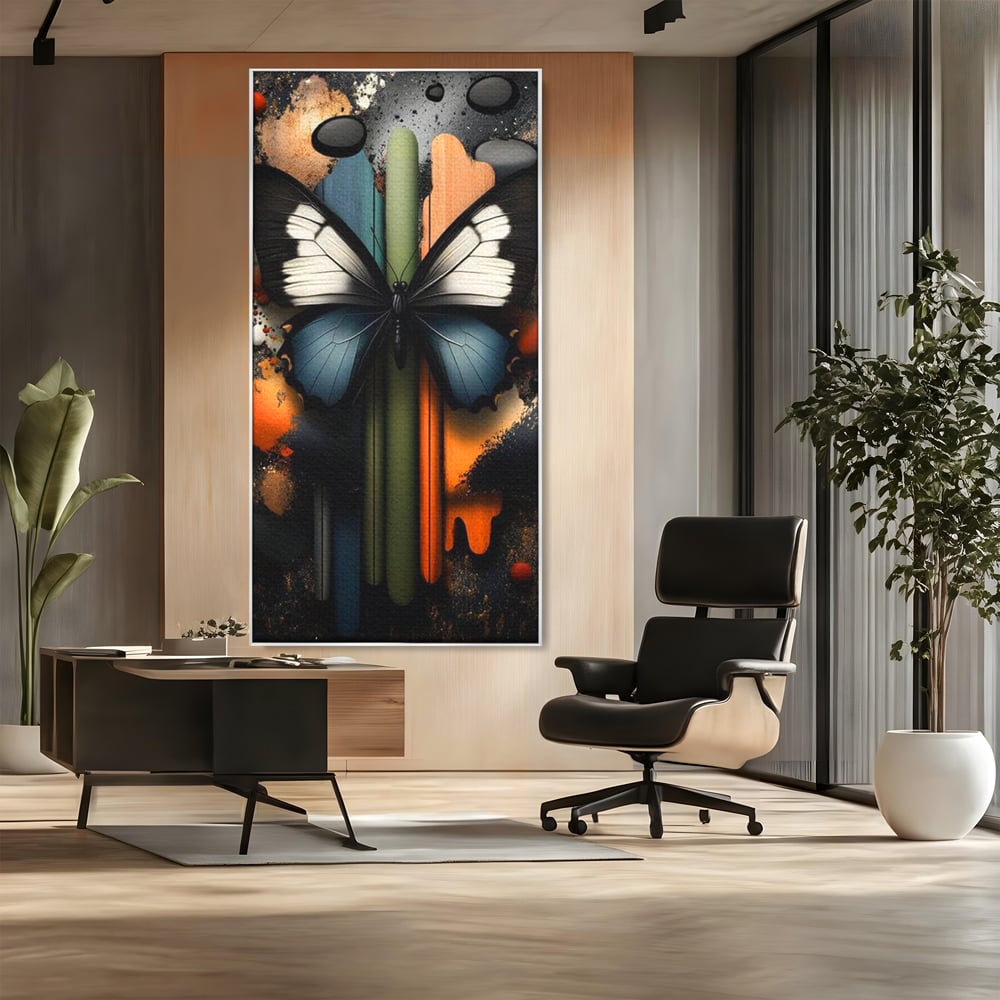 Tablou Canvas Premium, LuxCanva® M1130, Cascada de Culoare, Design, Tablou, Fluture, Abstract, Forme, Picaturi, Modern, Multicolor, Street Art, Insecta, Birou, Living, Camera Copil