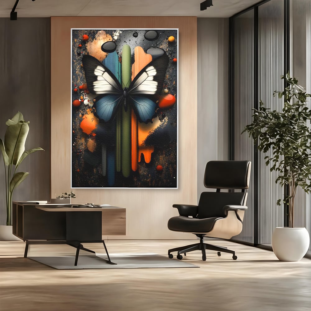 Tablou Canvas Premium, LuxCanva® M1130, Cascada de Culoare, Design, Tablou, Fluture, Abstract, Forme, Picaturi, Modern, Multicolor, Street Art, Insecta, Birou, Living, Camera Copil