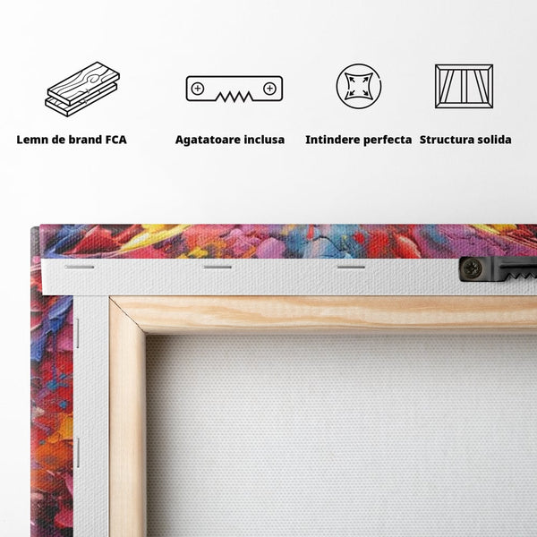 Tablou Canvas Premium, LuxCanva® M1131, Stapanul Paletei de Culori, Pictura, Stropi, Culori Vibrante, Fluture, Aripi, Insecta, Textura, Policrom, Abstract, Contrast, Birou, Living, Camera Copil