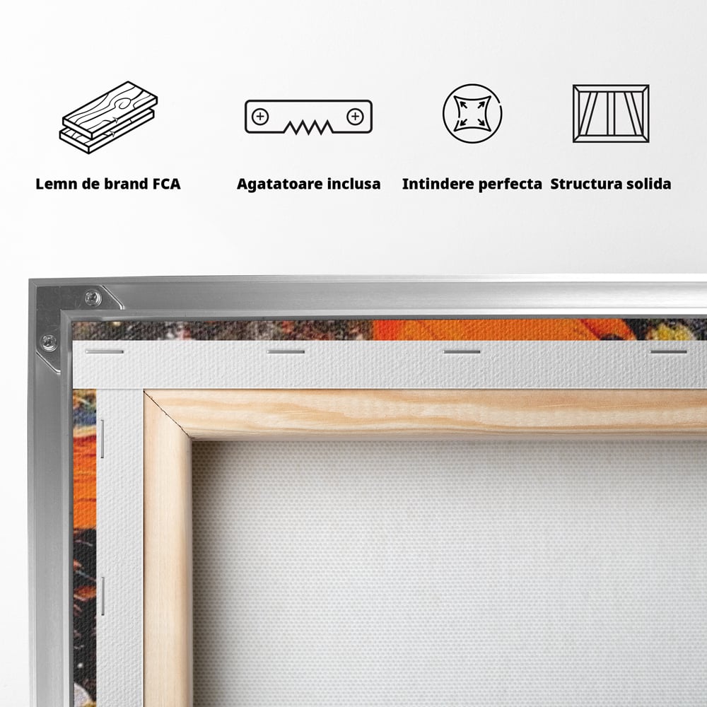Leinwand Wandkunst Canvas Premium, LuxCanva® M1132, Farbe Metamorphose, Graffiti, Street Art, Orange, Dunkel, Anthrazit, Schmetterling, Spritzer, Spritzer, Flügel, Insekt, Modern, Büro, Wohnen, Kinderzimmer