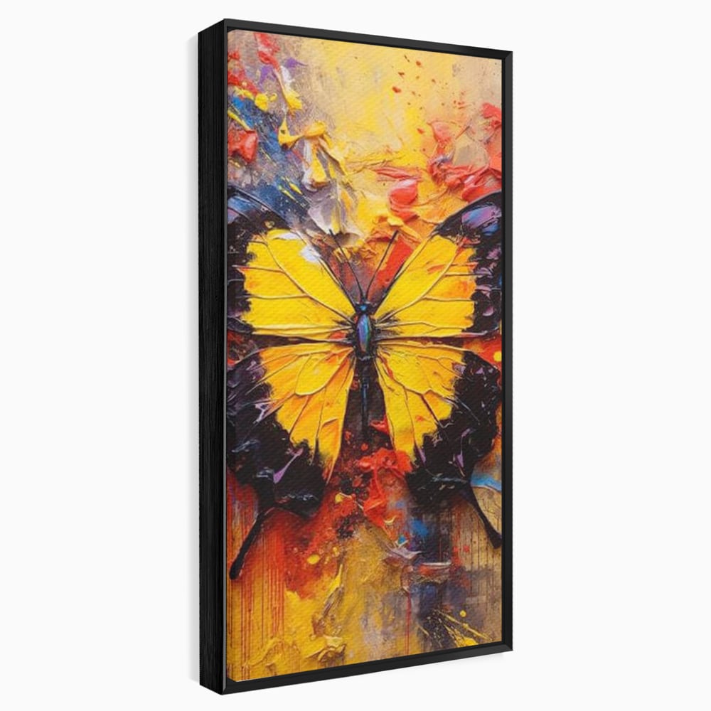 Tablou Canvas Premium, LuxCanva® M1133, Monarhul Galben, Energie, Optimism, Caldura, Dramatic, Contrast, Fluture, Insecta, Aripi, Multicolor, Design, Pictura, Birou, Living, Camera Copil