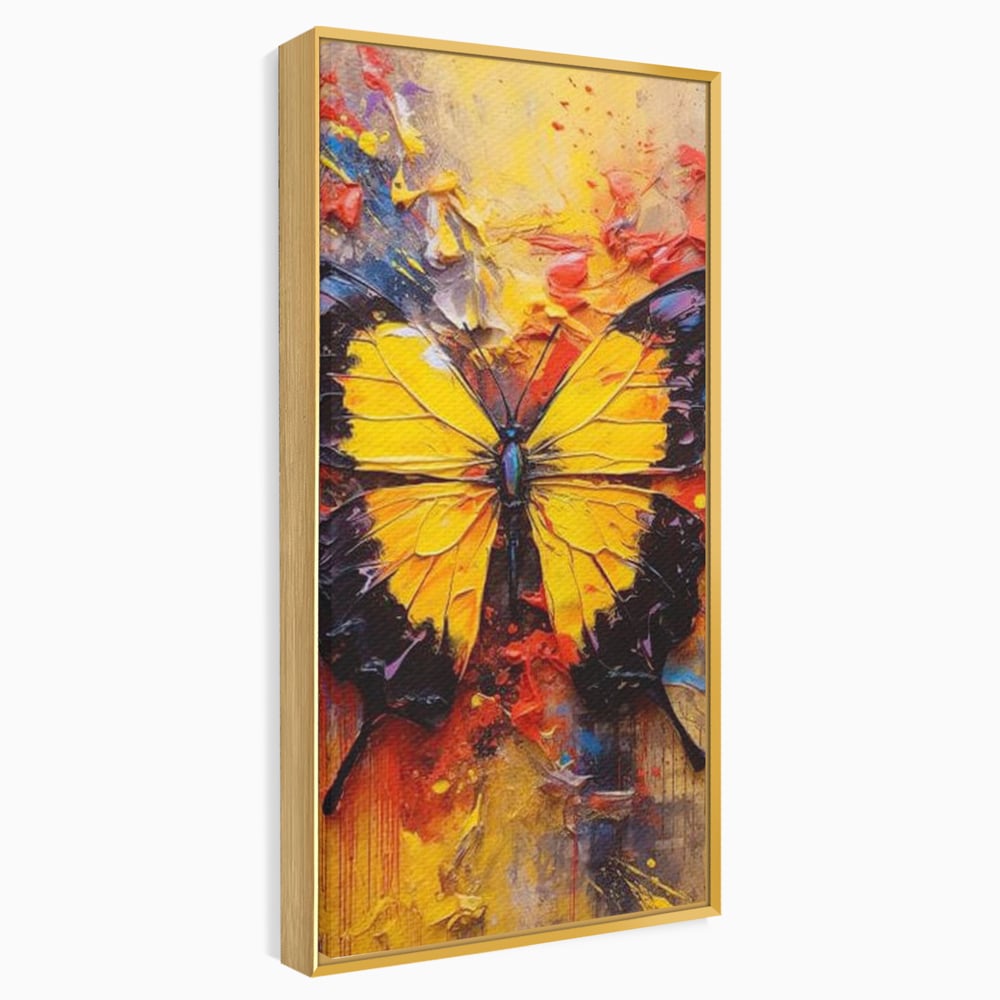 Tablou Canvas Premium, LuxCanva® M1133, Monarhul Galben, Energie, Optimism, Caldura, Dramatic, Contrast, Fluture, Insecta, Aripi, Multicolor, Design, Pictura, Birou, Living, Camera Copil