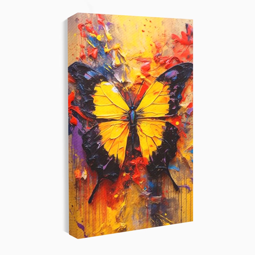 Tablou Canvas Premium, LuxCanva® M1133, Monarhul Galben, Energie, Optimism, Caldura, Dramatic, Contrast, Fluture, Insecta, Aripi, Multicolor, Design, Pictura, Birou, Living, Camera Copil