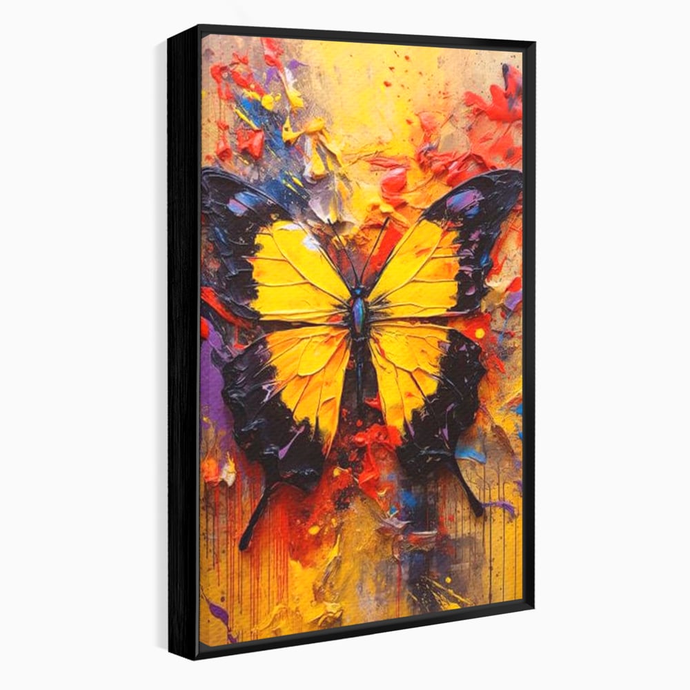 Tablou Canvas Premium, LuxCanva® M1133, Monarhul Galben, Energie, Optimism, Caldura, Dramatic, Contrast, Fluture, Insecta, Aripi, Multicolor, Design, Pictura, Birou, Living, Camera Copil