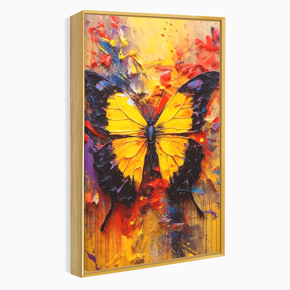 Tablou Canvas Premium, LuxCanva® M1133, Monarhul Galben, Energie, Optimism, Caldura, Dramatic, Contrast, Fluture, Insecta, Aripi, Multicolor, Design, Pictura, Birou, Living, Camera Copil