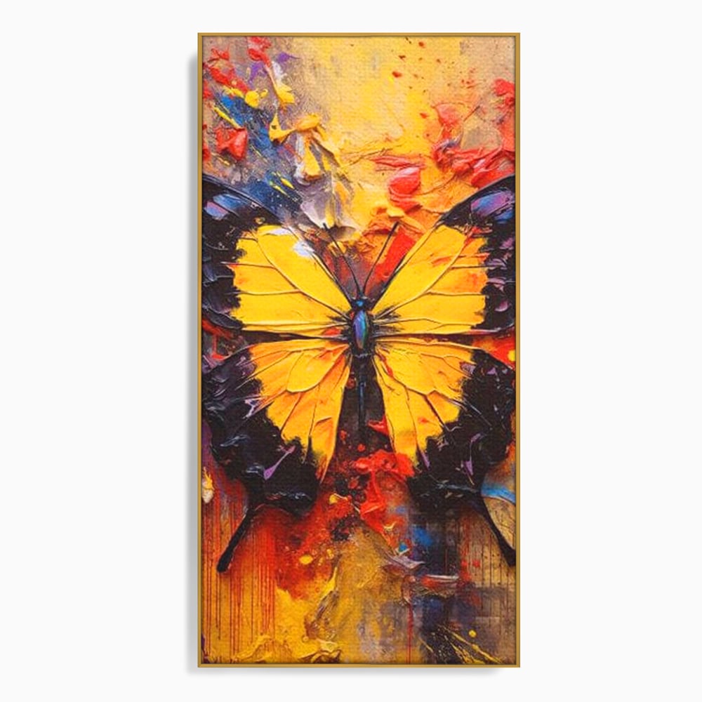 Tablou Canvas Premium, LuxCanva® M1133, Monarhul Galben, Energie, Optimism, Caldura, Dramatic, Contrast, Fluture, Insecta, Aripi, Multicolor, Design, Pictura, Birou, Living, Camera Copil