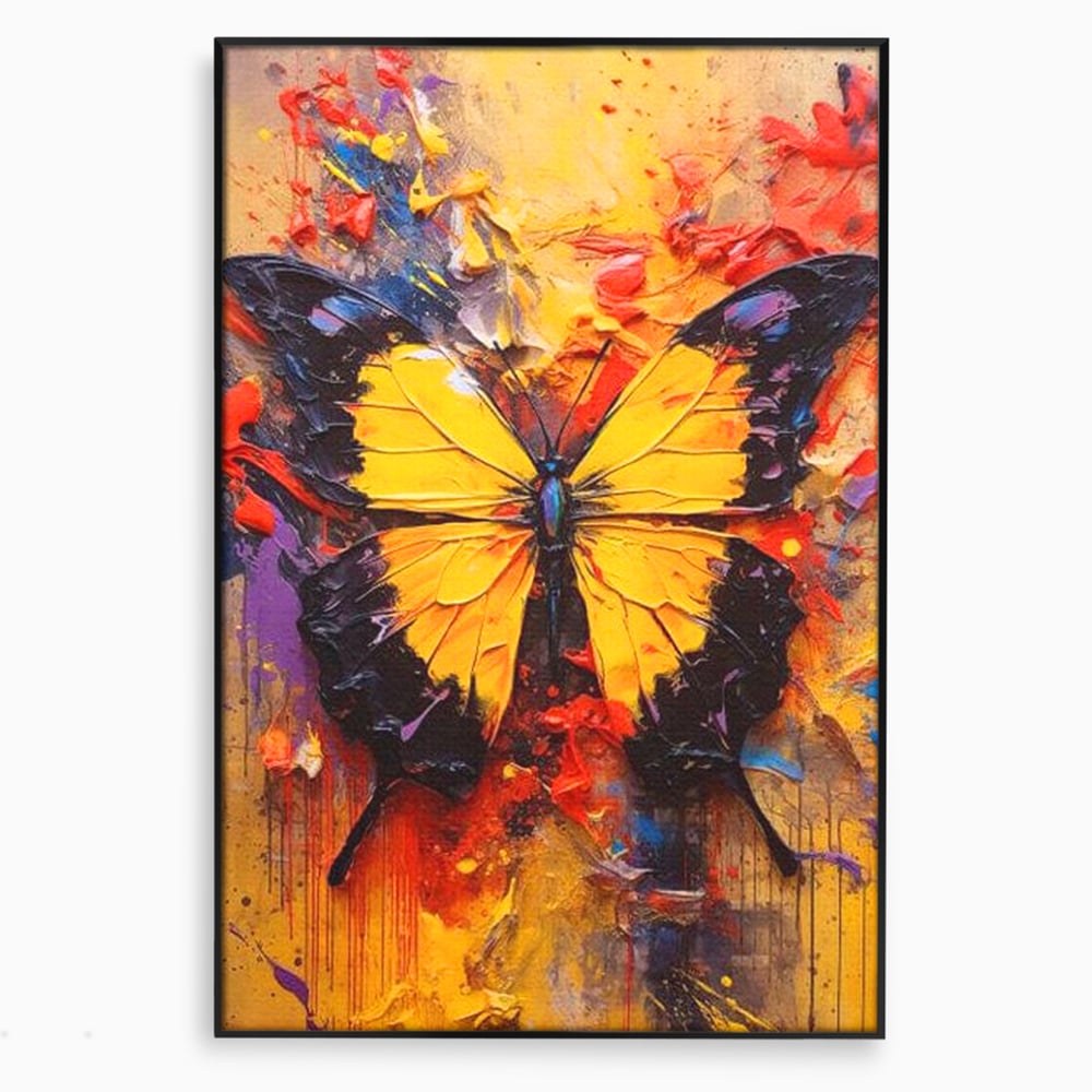 Tablou Canvas Premium, LuxCanva® M1133, Monarhul Galben, Energie, Optimism, Caldura, Dramatic, Contrast, Fluture, Insecta, Aripi, Multicolor, Design, Pictura, Birou, Living, Camera Copil