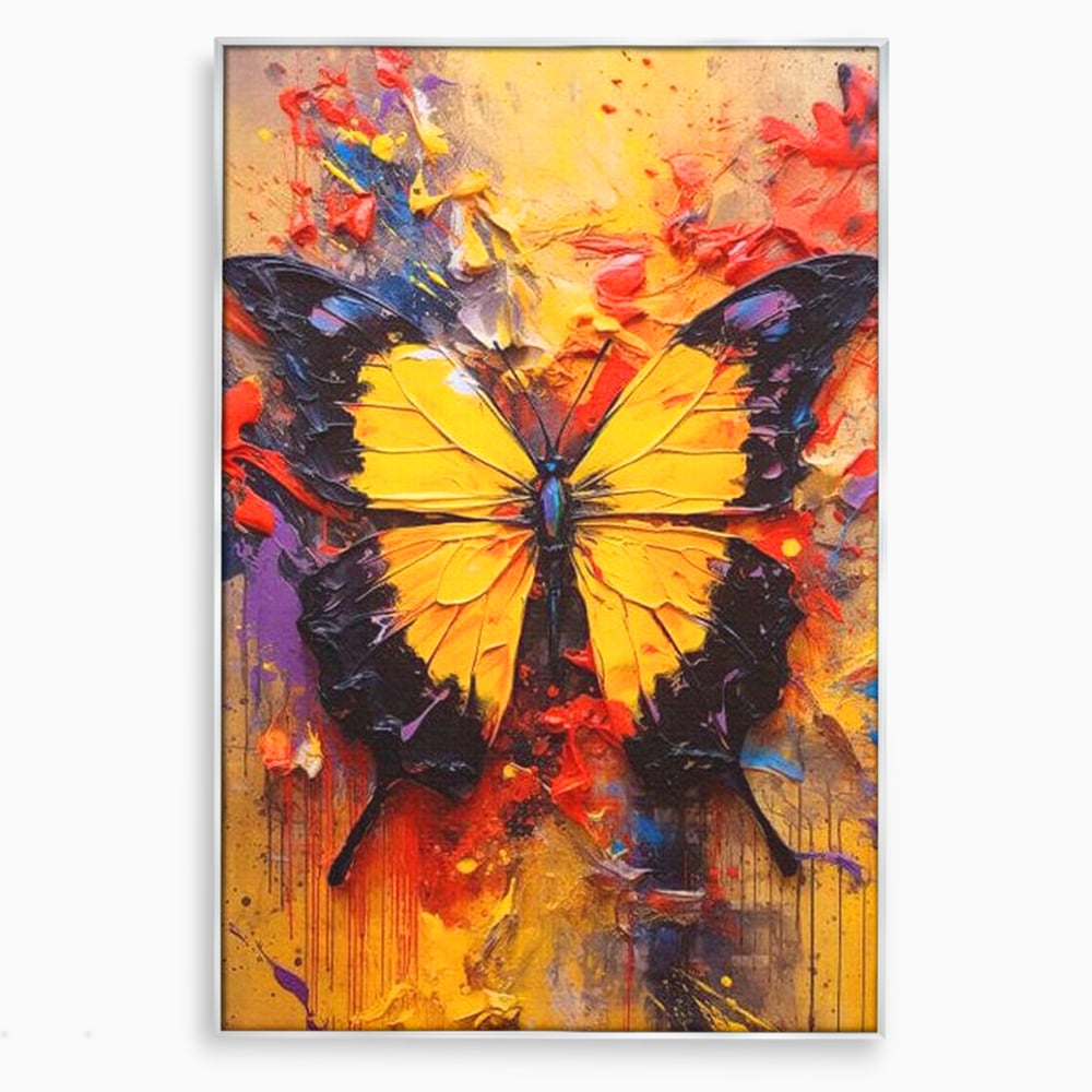 Tablou Canvas Premium, LuxCanva® M1133, Monarhul Galben, Energie, Optimism, Caldura, Dramatic, Contrast, Fluture, Insecta, Aripi, Multicolor, Design, Pictura, Birou, Living, Camera Copil