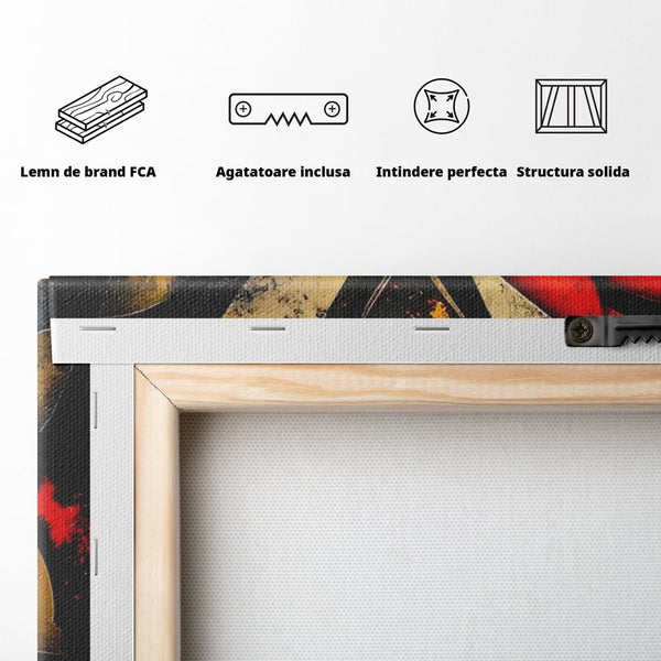 Tablou Canvas Premium, LuxCanva® M1134, Piese de Zbor, Mozaic, Contemporan, Modern, Abstract, Fluture, Aripi, Zbor, Culori Vibrante, Portret, Fragmentat, Birou, Living, Camera Copil