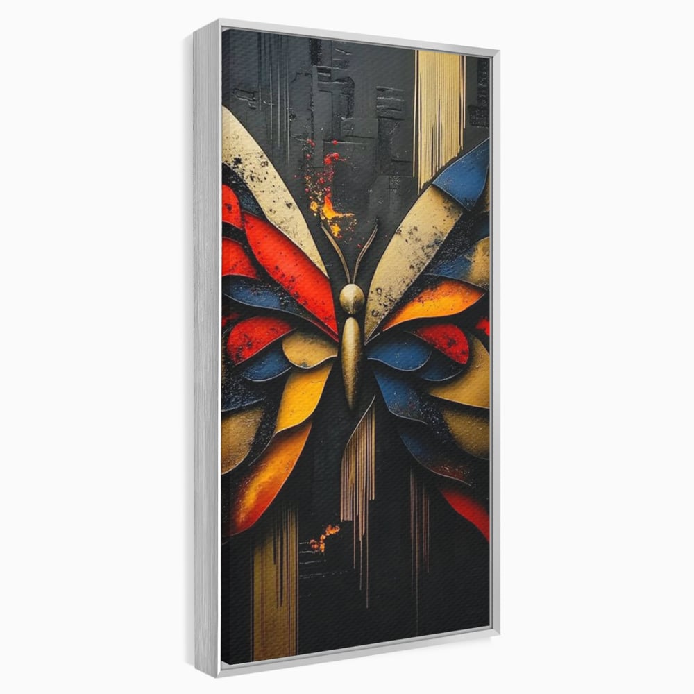 Tablou Canvas Premium, LuxCanva® M1134, Piese de Zbor, Mozaic, Contemporan, Modern, Abstract, Fluture, Aripi, Zbor, Culori Vibrante, Portret, Fragmentat, Birou, Living, Camera Copil