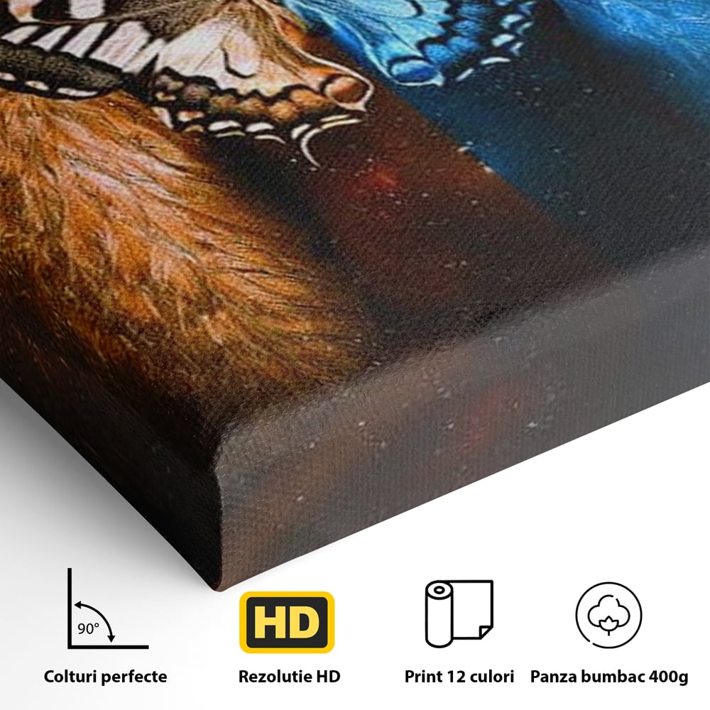 Tablou Canvas Premium, LuxCanva® M1135, Aripile Destinului, Artistic, Aripi, Inger, Fluture, Ilustratie, Dualitate, Simbolism, Foc, Apa, Conexiune, Birou, Living, Camera Copil