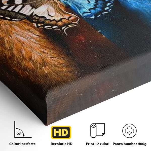 Tablou Canvas Premium, LuxCanva® M1135, Aripile Destinului, Artistic, Aripi, Inger, Fluture, Ilustratie, Dualitate, Simbolism, Foc, Apa, Conexiune, Birou, Living, Camera Copil