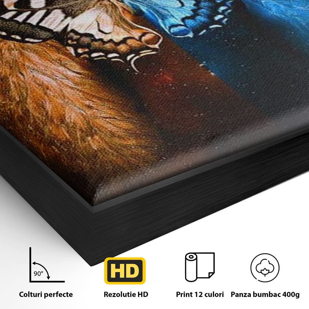 Tablou Canvas Premium, LuxCanva® M1135, Aripile Destinului, Artistic, Aripi, Inger, Fluture, Ilustratie, Dualitate, Simbolism, Foc, Apa, Conexiune, Birou, Living, Camera Copil