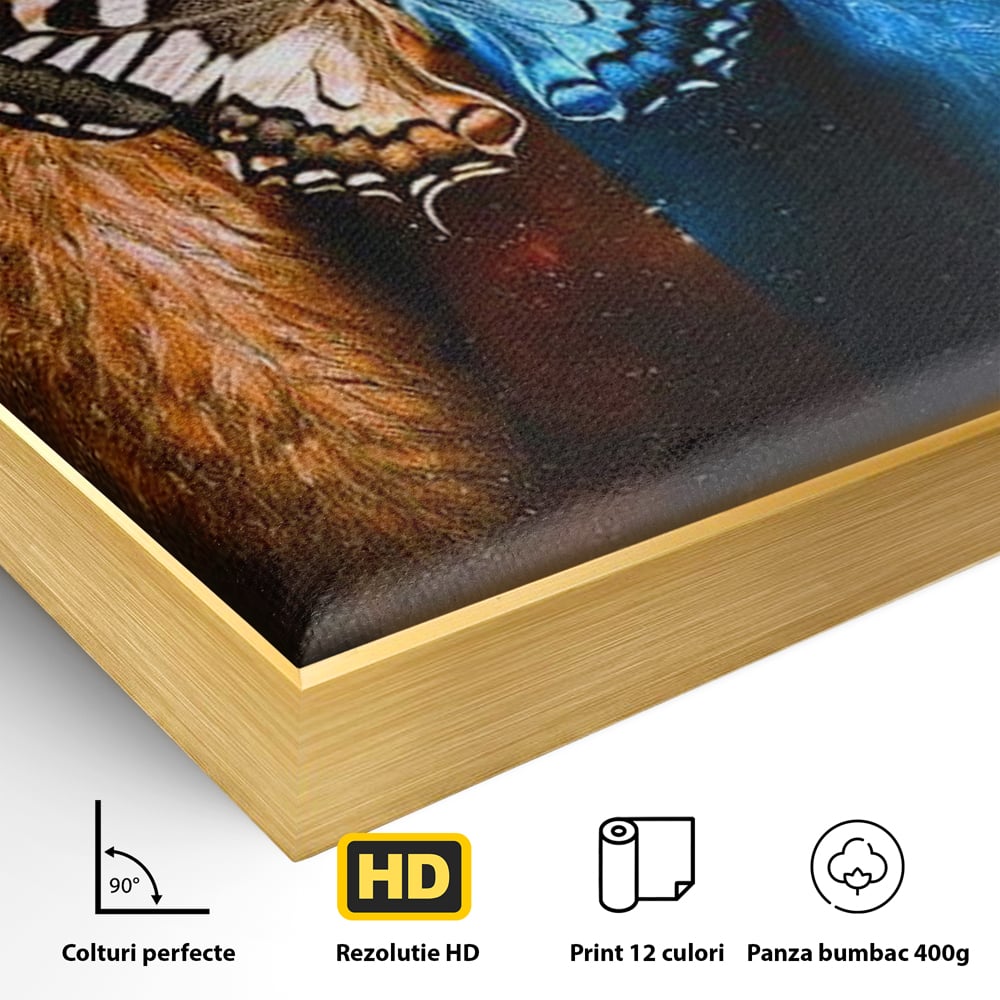 Tablou Canvas Premium, LuxCanva® M1135, Aripile Destinului, Artistic, Aripi, Inger, Fluture, Ilustratie, Dualitate, Simbolism, Foc, Apa, Conexiune, Birou, Living, Camera Copil