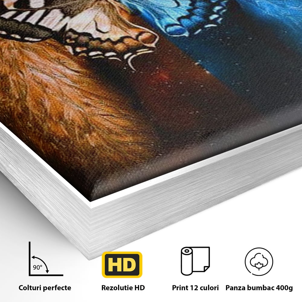Tablou Canvas Premium, LuxCanva® M1135, Aripile Destinului, Artistic, Aripi, Inger, Fluture, Ilustratie, Dualitate, Simbolism, Foc, Apa, Conexiune, Birou, Living, Camera Copil