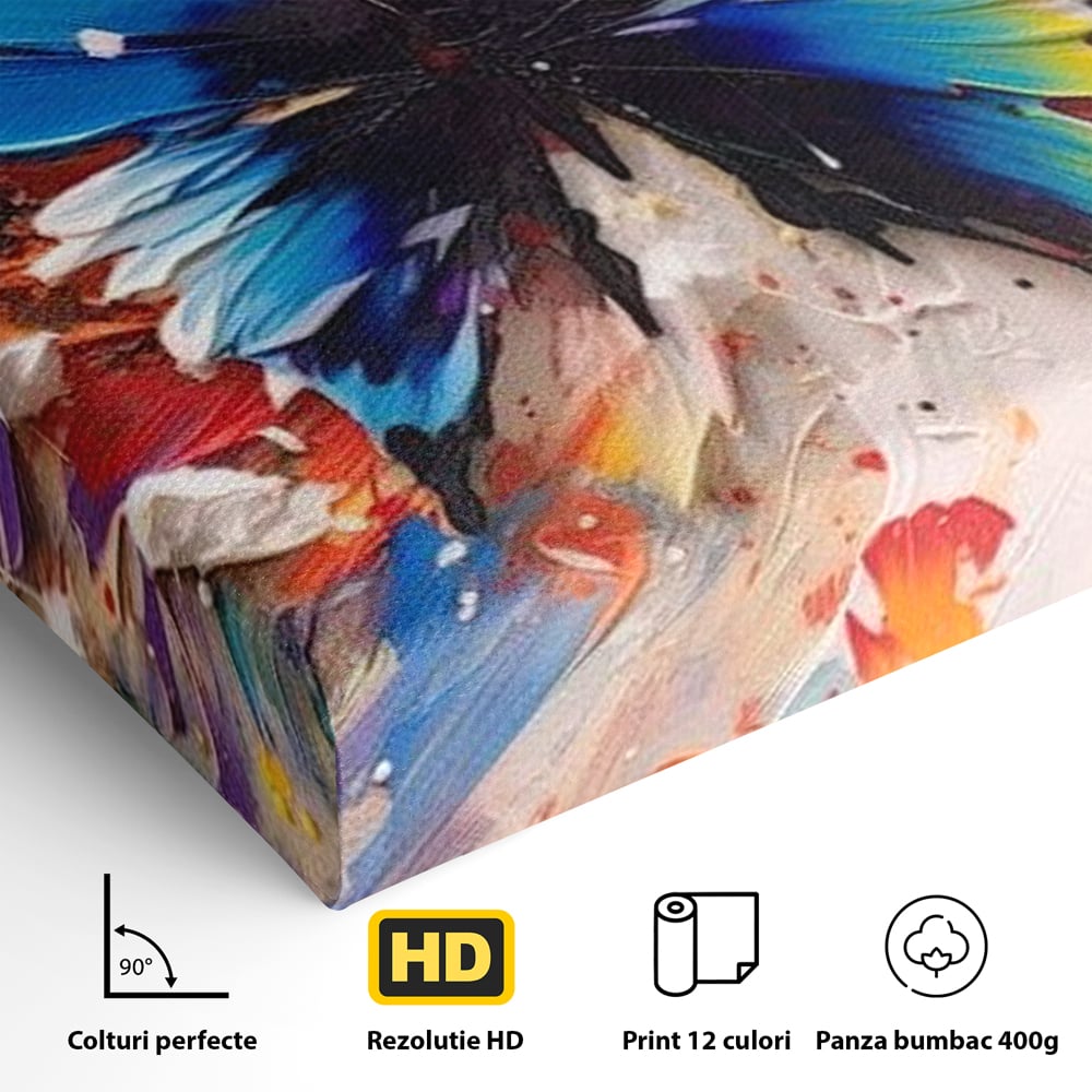 Leinwand Premium Canvas Wandkunst, LuxCanva® M1138, Fliegen durch die Schatten, Gemälde, mehrfarbig, Schmetterling, Flügel, Fliegen, Leinwand, Street Art, Gemälde, Moderne Kunst, Abstrakt, Kreativität, Büro, Wohnen, Kinderzimmer