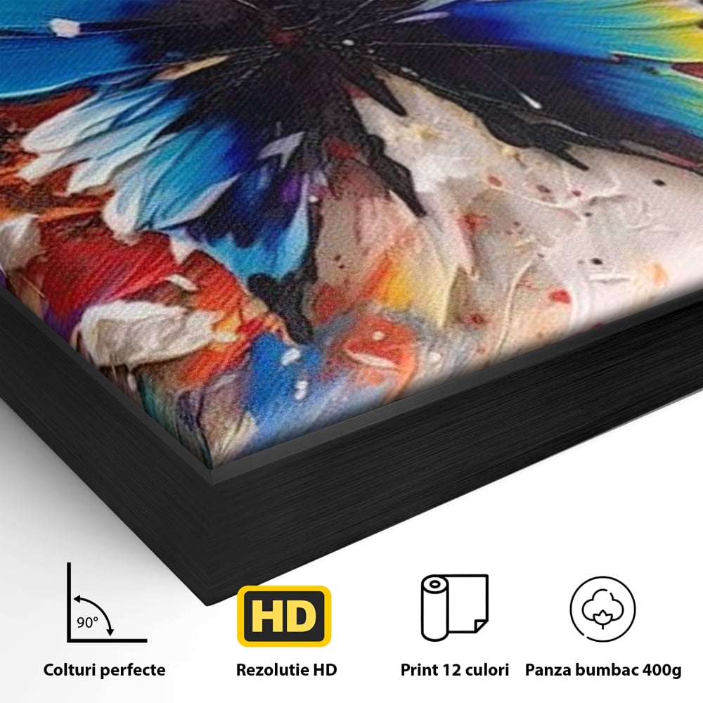 Leinwand Premium Canvas Wandkunst, LuxCanva® M1138, Fliegen durch die Schatten, Gemälde, mehrfarbig, Schmetterling, Flügel, Fliegen, Leinwand, Street Art, Gemälde, Moderne Kunst, Abstrakt, Kreativität, Büro, Wohnen, Kinderzimmer